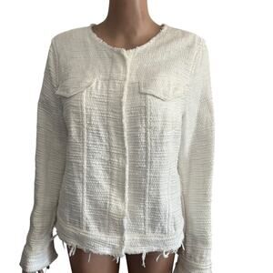 Catherine by Catherine Malandrino Jacket Women’s 12 White Bouclé Frayed